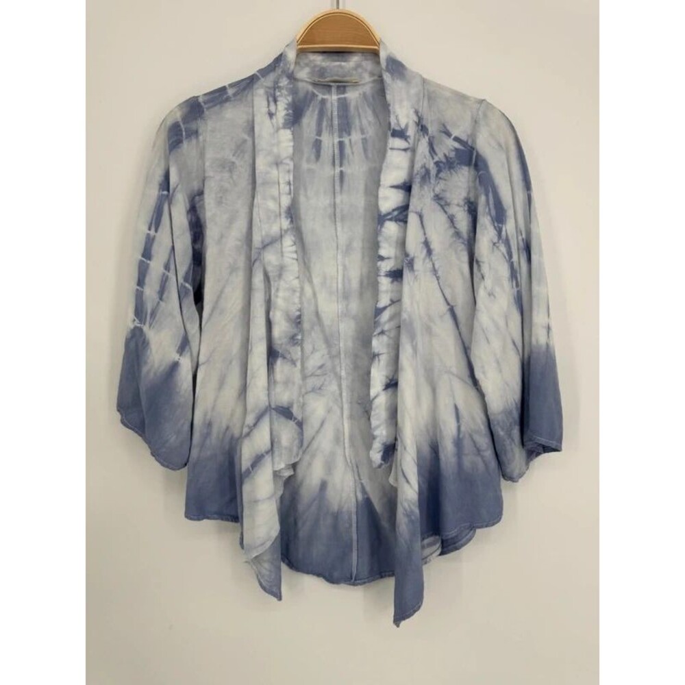 Haute Society Open Front Kimono Cardigan Blue Tie Dye Size Medium